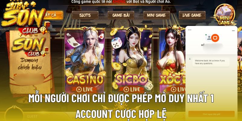 Mỗi người chơi chỉ được phép mở duy nhất 1 account cược hợp lệ